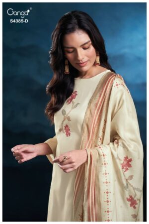 My Fashion Road Ganga Fashion Fayisha Pure Cotton Satin Ladies Suit | S4385 – D