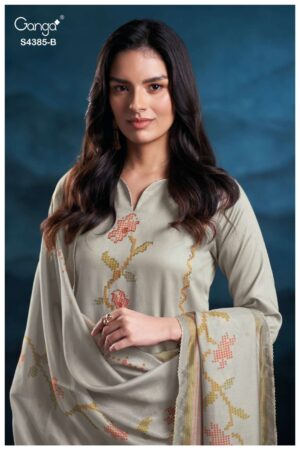 My Fashion Road Ganga Fashion Fayisha Pure Cotton Satin Ladies Suit | S4385 – B