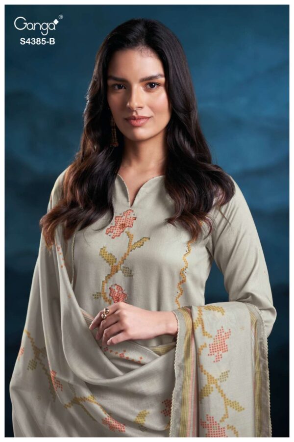 My Fashion Road Ganga Fashion Fayisha Pure Cotton Satin Ladies Suit | S4385 – B