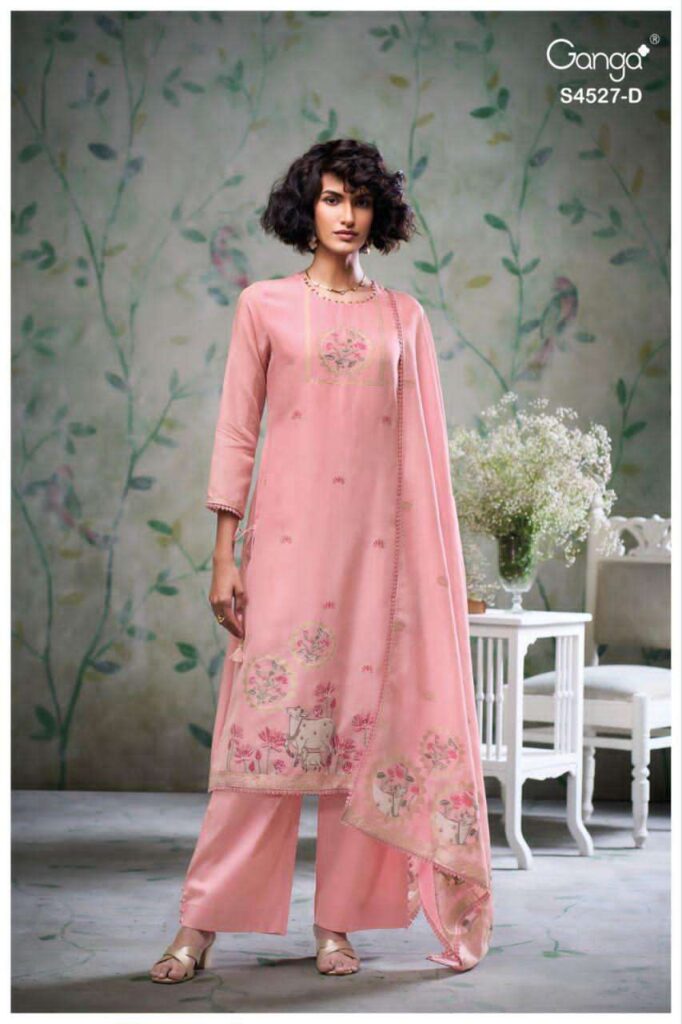 My Fashion Road Ganga Fashion Garbiella Fancy Woven Silk Suit | S4527 – D