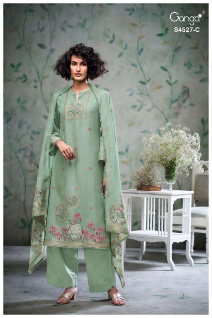 My Fashion Road Ganga Fashion Garbiella Fancy Woven Silk Suit | S4527 – C