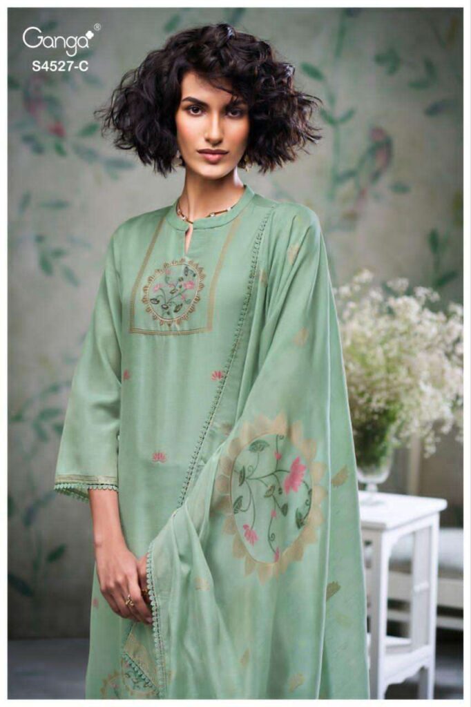My Fashion Road Ganga Fashion Garbiella Fancy Woven Silk Suit | S4527 – C