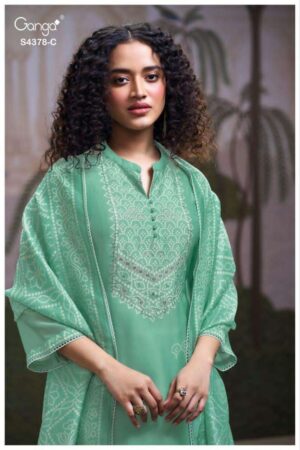 My Fashion Road Ganga Fashion Helya Fancy Satin Silk Ladies Suit | S4378 – C