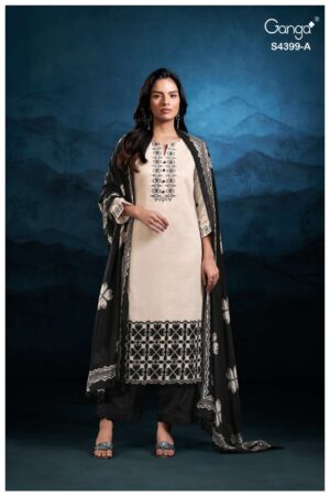 My Fashion Road Ganga Fashion Helynn Exclusive Cotton Satin Suit | S4399 – A