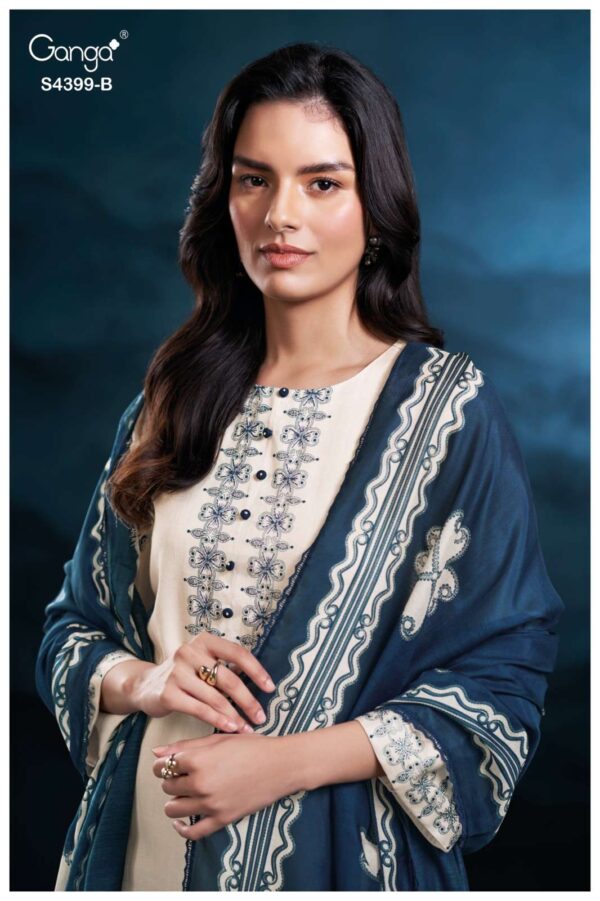 My Fashion Road Ganga Fashion Helynn Exclusive Cotton Satin Suit | S4399 – B