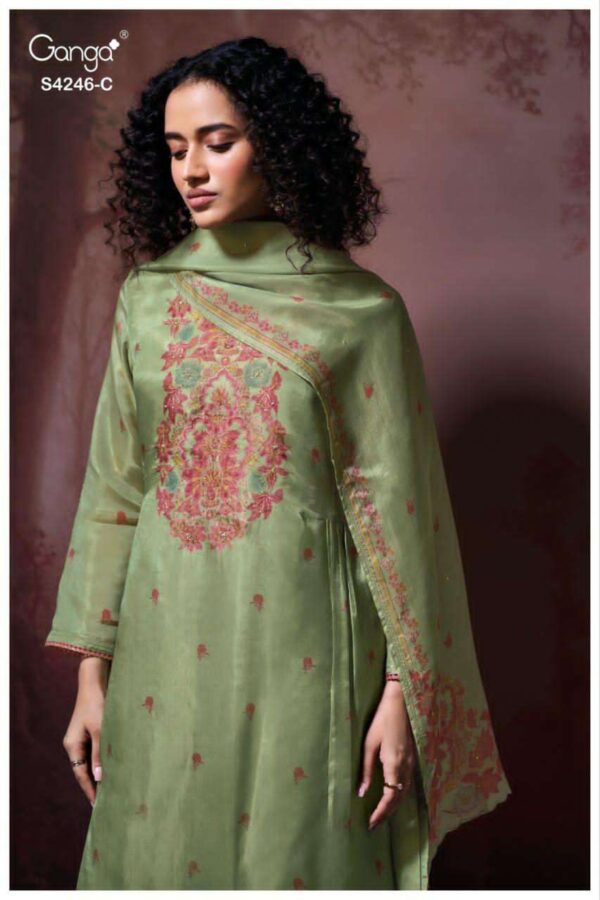 My Fashion Road Ganga Fashion Janelia Pure Bemberg Silk Suit | S4246 – C