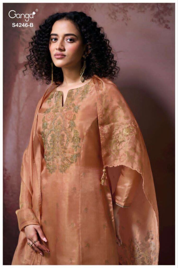 My Fashion Road Ganga Fashion Janelia Pure Bemberg Silk Suit | S4246 – B