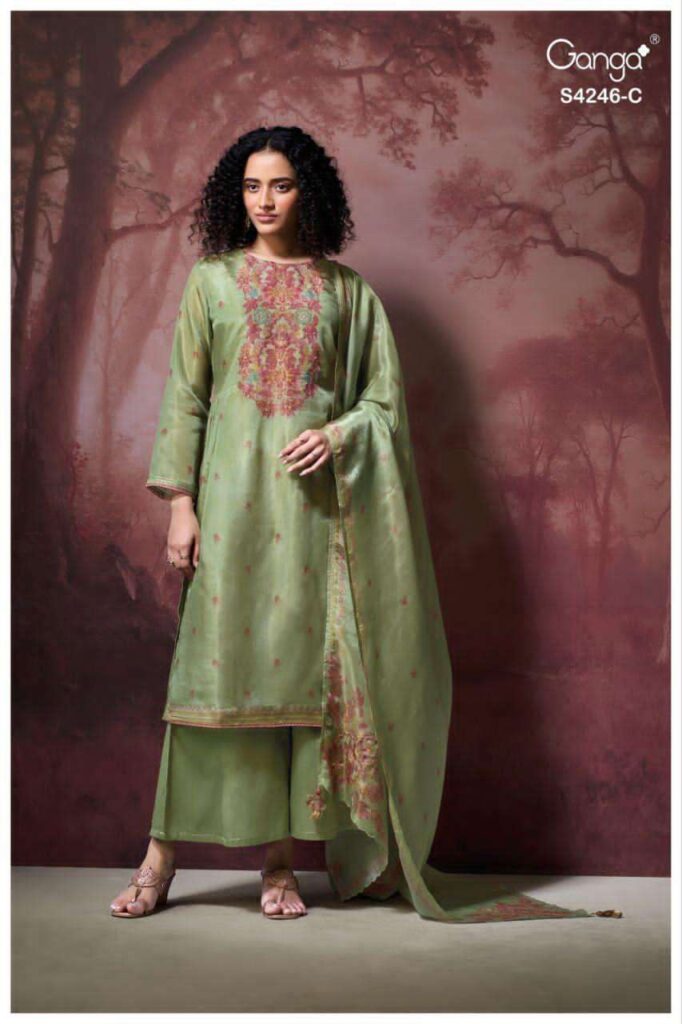 My Fashion Road Ganga Fashion Janelia Pure Bemberg Silk Suit | S4246 – C