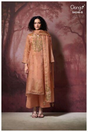 My Fashion Road Ganga Fashion Janelia Pure Bemberg Silk Suit | S4246 – B