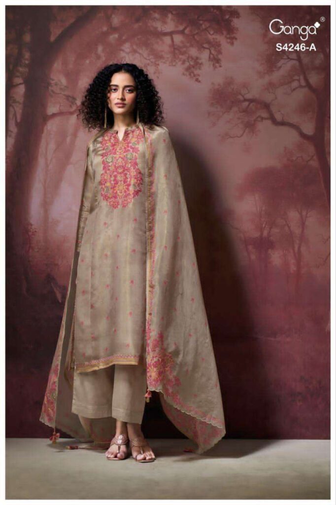 My Fashion Road Ganga Fashion Janelia Pure Bemberg Silk Suit | S4246 – A