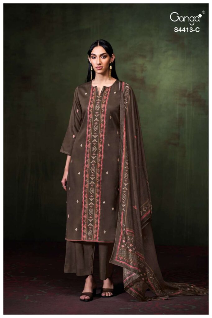 My Fashion Road Ganga Fashion Luvia Pure Cotton Satin Dress | S4413 – C