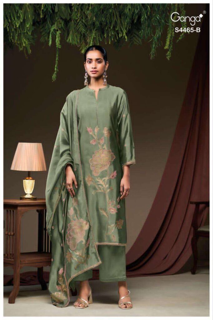 My Fashion Road Ganga Fashion Mahieka Pure Woven Silk Suit | S4465-B