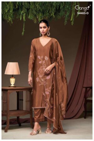My Fashion Road Ganga Fashion Mahieka Pure Woven Silk Suit | S4465-D
