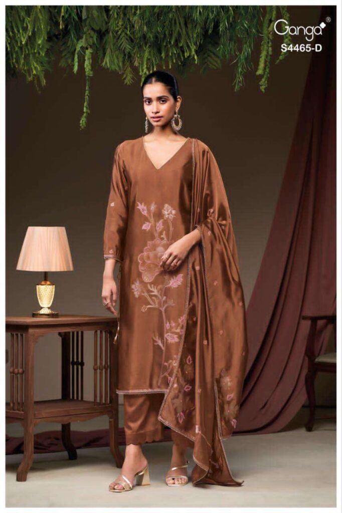 My Fashion Road Ganga Fashion Mahieka Pure Woven Silk Suit | S4465-D