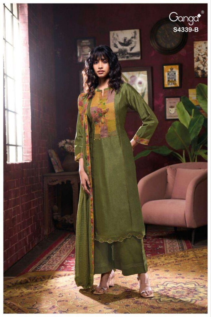 My Fashion Road Ganga Fashion Maven Pure Russian Silk Suit | S4339 – B