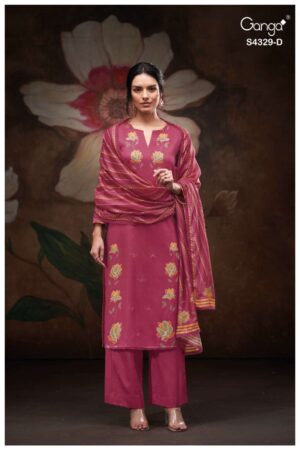 My Fashion Road Ganga Fashion Mivra Premium Cotton Satin Suit | S4329 – D