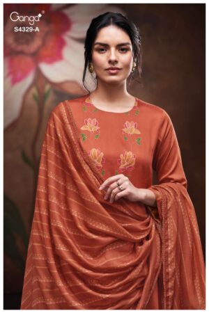 My Fashion Road Ganga Fashion Mivra Premium Cotton Satin Suit | S4329 – A