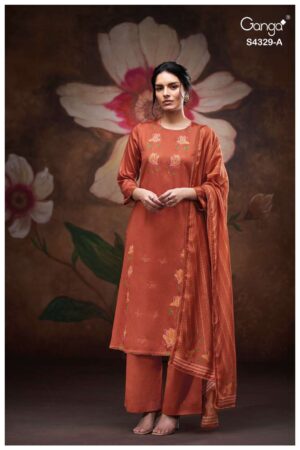 My Fashion Road Ganga Fashion Mivra Premium Cotton Satin Suit | S4329 – A