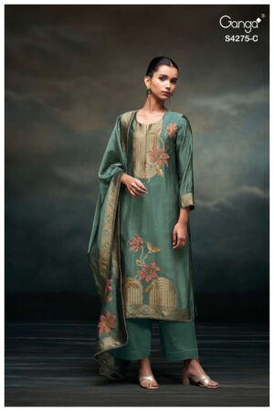 My Fashion Road Ganga Fashion Niraahi Exclusive Woven Silk Suit | S4275 – C