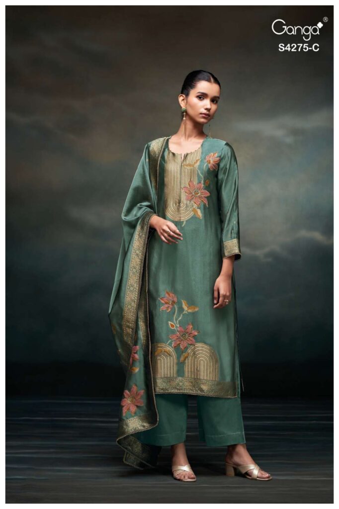 My Fashion Road Ganga Fashion Niraahi Exclusive Woven Silk Suit | S4275 – C