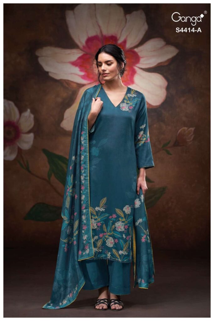 My Fashion Road Ganga Fashion Nirisha Pure Cotton Satin Ladies Dress | S4414-A