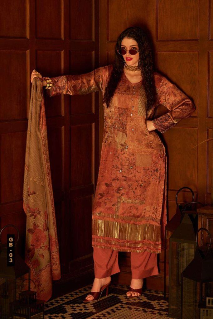 My Fashion Road Varsha Golden Berry Exclusive Style Gajji Silk Suit | GB – 03