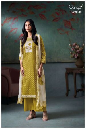 My Fashion Road Ganga Fashion Binal Premium Cotton Satin Suit | S4598 – B
