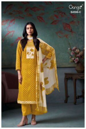 My Fashion Road Ganga Fashion Binal Premium Cotton Satin Suit | S4598 – C