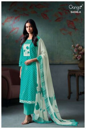 My Fashion Road Ganga Fashion Binal Premium Cotton Satin Suit | S4598 – A