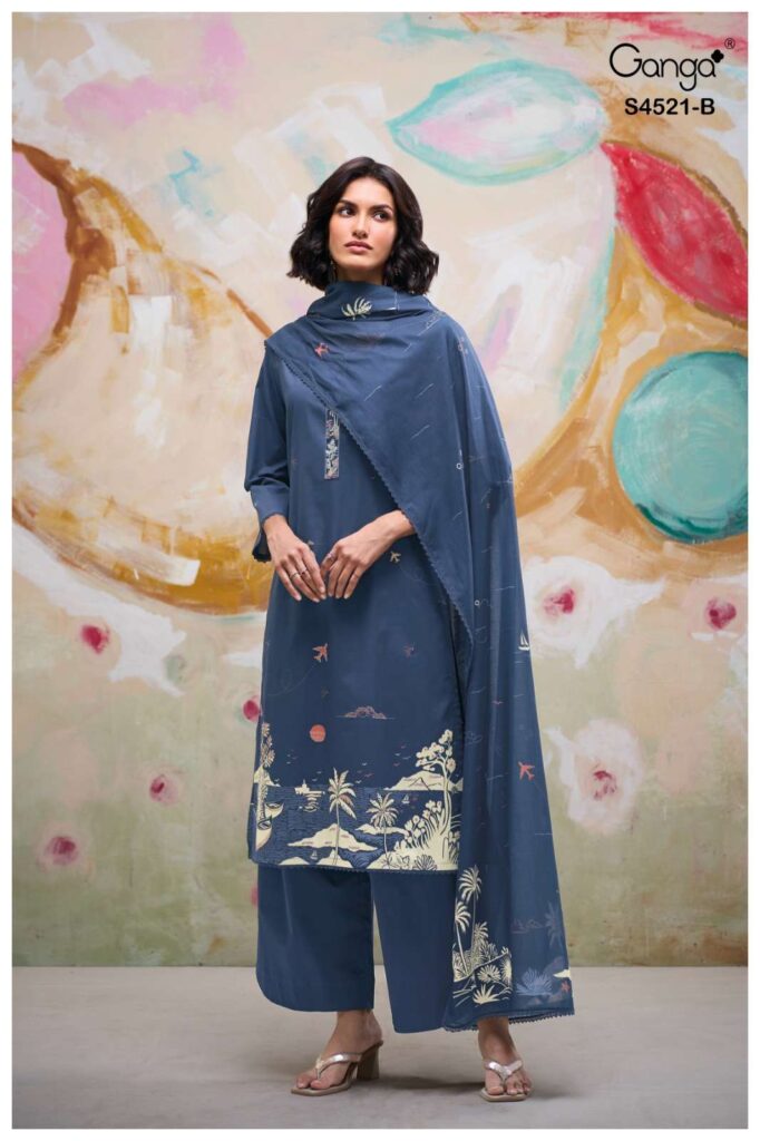 My Fashion Road Ganga Fashion Darvika Premium Wear Cotton Dress | S4521 – B