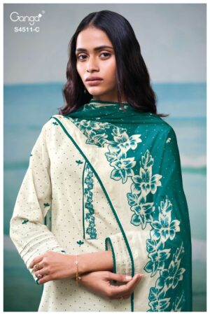 My Fashion Road Ganga Fashion Elysha Premium Cotton Linen Suit | S4511 – C