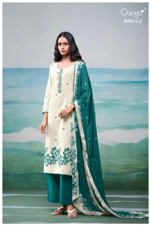 My Fashion Road Ganga Fashion Elysha Premium Cotton Linen Suit | S4511 – C