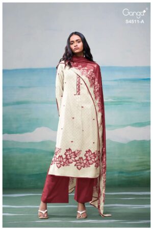 My Fashion Road Ganga Fashion Elysha Premium Cotton Linen Suit | S4511 – A