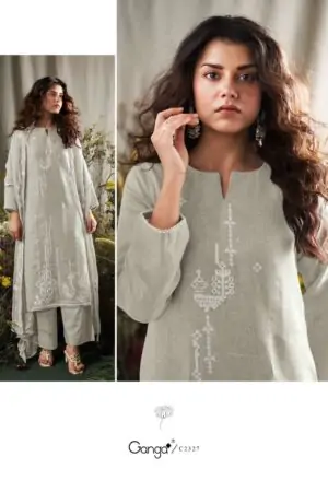 My Fashion Road Ganga Fashion Lehr Pure Linen Fancy Ladies Suit | C2327