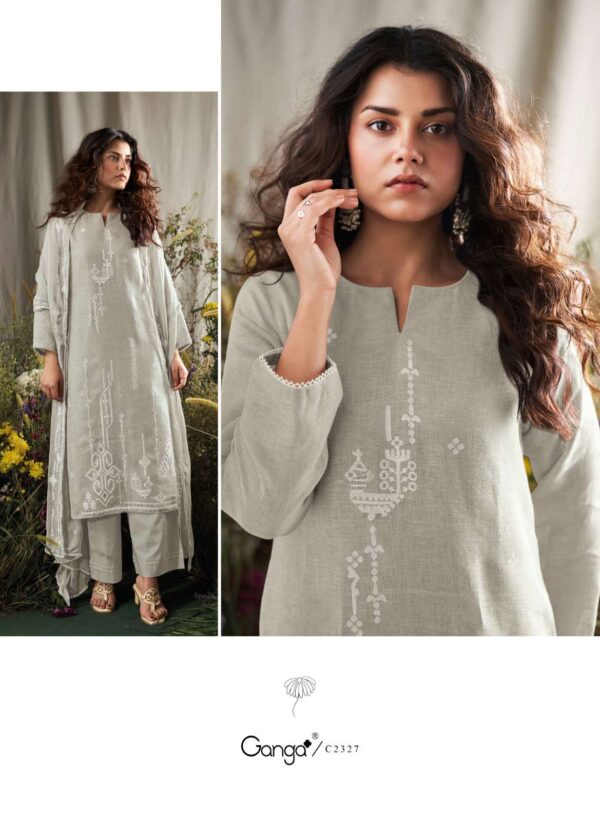 My Fashion Road Ganga Fashion Lehr Pure Linen Fancy Ladies Suit | C2327