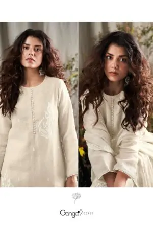 My Fashion Road Ganga Fashion Lehr Pure Linen Fancy Ladies Suit | C2322