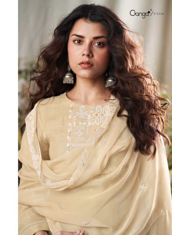 My Fashion Road Ganga Fashion Lehr Pure Linen Fancy Ladies Suit | C2324