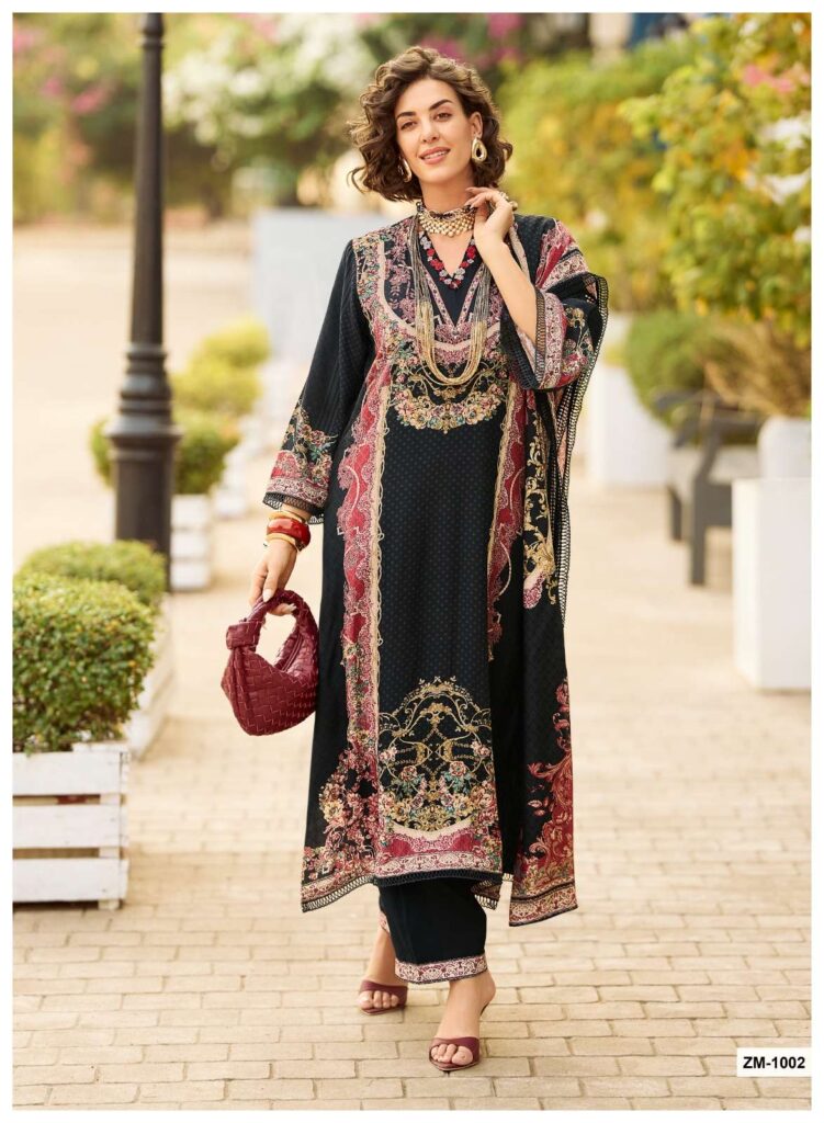 My Fashion Road Sanaz Zarmina Exclusive Designs Muslin Suit | ZM – 1002