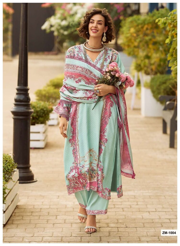 My Fashion Road Sanaz Zarmina Exclusive Designs Muslin Suit | ZM – 1004