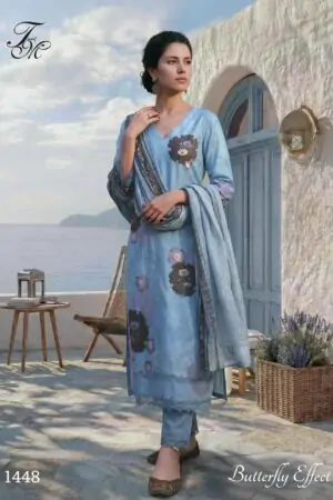 My Fashion Road T And M Designer Butterfly Effect Pure Linen Fancy Ladies Dress | 1448