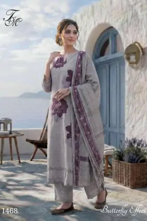 My Fashion Road T And M Designer Butterfly Effect Pure Linen Fancy Ladies Dress | 1468