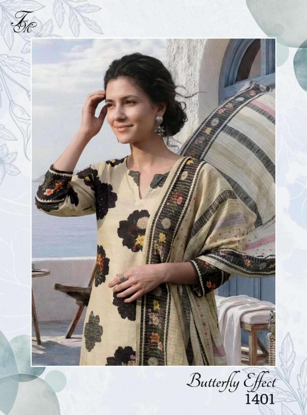 My Fashion Road T And M Designer Butterfly Effect Pure Linen Fancy Ladies Dress | 1418