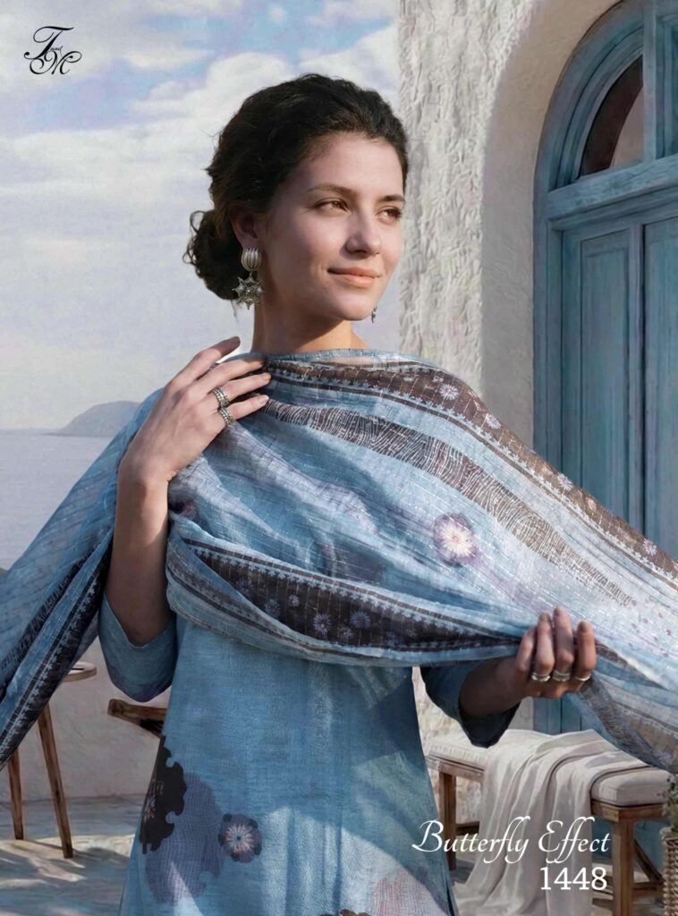 My Fashion Road T And M Designer Butterfly Effect Pure Linen Fancy Ladies Dress | 1448