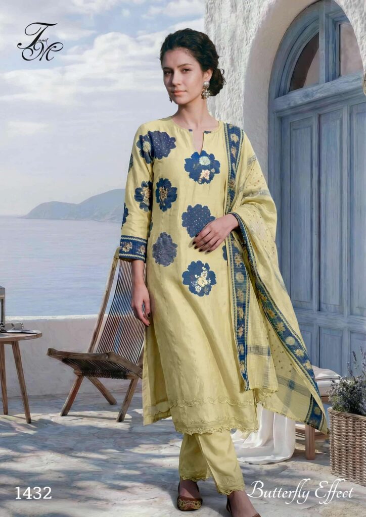 My Fashion Road T And M Designer Butterfly Effect Pure Linen Fancy Ladies Dress | 1432