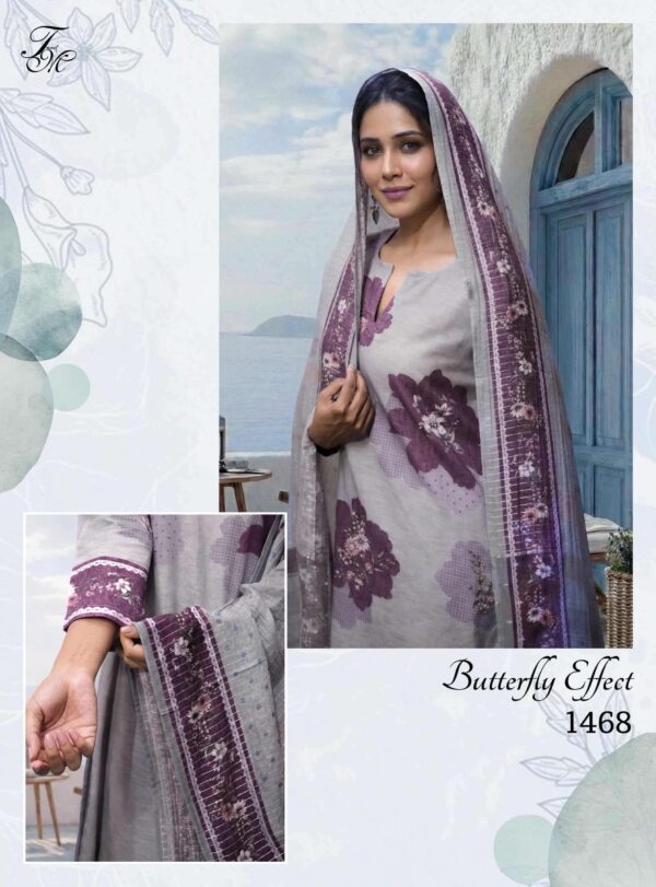 My Fashion Road T And M Designer Butterfly Effect Pure Linen Fancy Ladies Dress | 1468