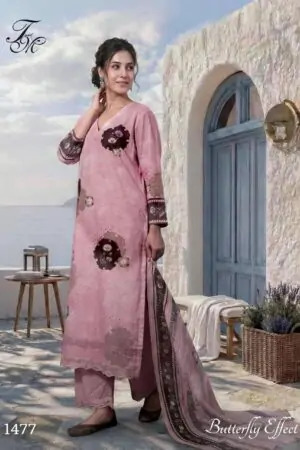 My Fashion Road T And M Designer Butterfly Effect Pure Linen Fancy Ladies Dress | 1477