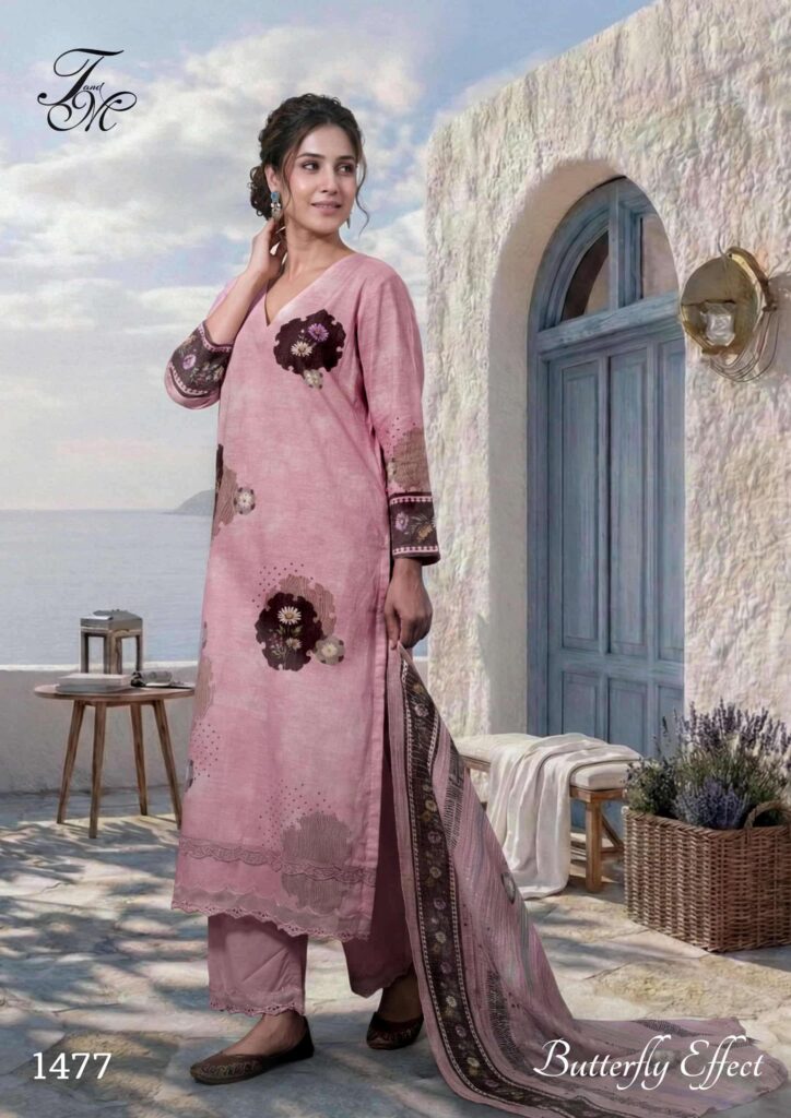 My Fashion Road T And M Designer Butterfly Effect Pure Linen Fancy Ladies Dress | 1477