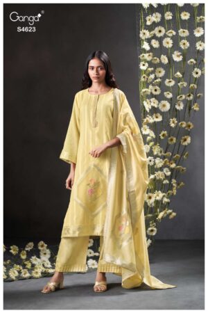 My Fashion Road Ganga Fashion Gleya Designer Chanderi Jacquard Suit | S4623