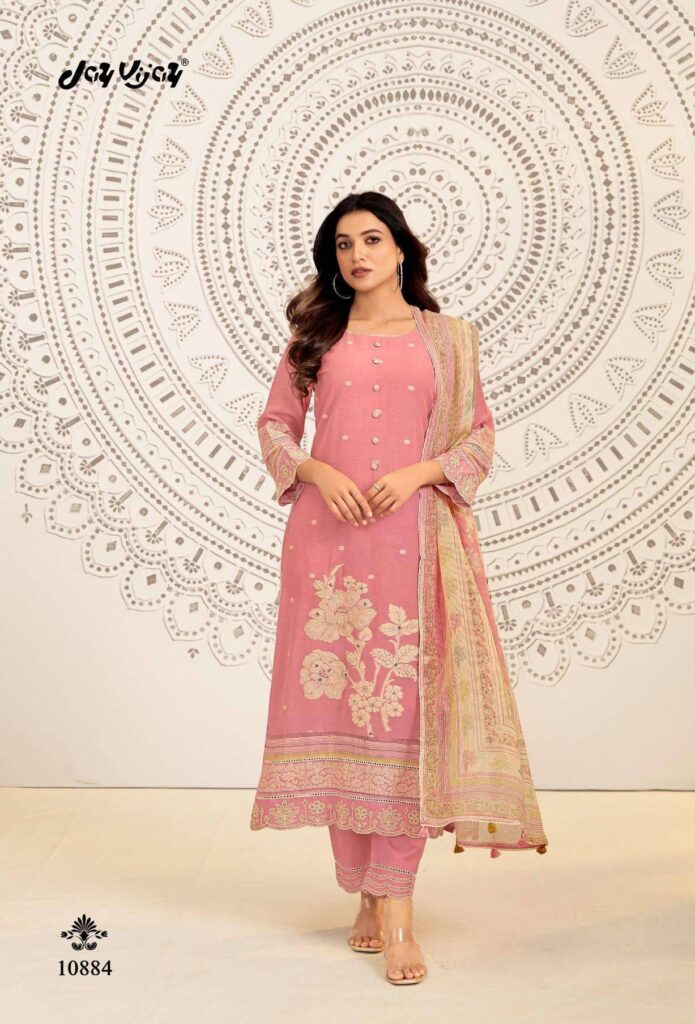 My Fashion Road Jay Vijay Mahika Pure Linen Jacquard Designer Suit | 10885