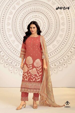 My Fashion Road Jay Vijay Mahika Pure Linen Jacquard Designer Suit | 10883